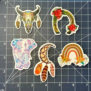 5 for $8! Boho Sticker Set Waterproof Vinyl Handmade in New Zealand